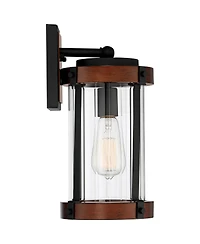 John Timberland Stan Industrial Outdoor Wall Light Fixtures Set of 2 Dark Wood Black Metal 13 Clear Glass for Post Exterior Barn