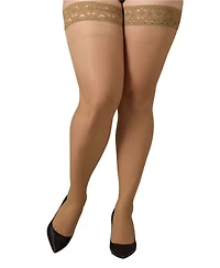 MeMoi Plus Curvy Silky-Sheer Lace-Top Thigh-High Stocking