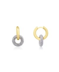 The Lovery Cz Double Drop Hoop Earrings 14K Plated Sterling Silver
