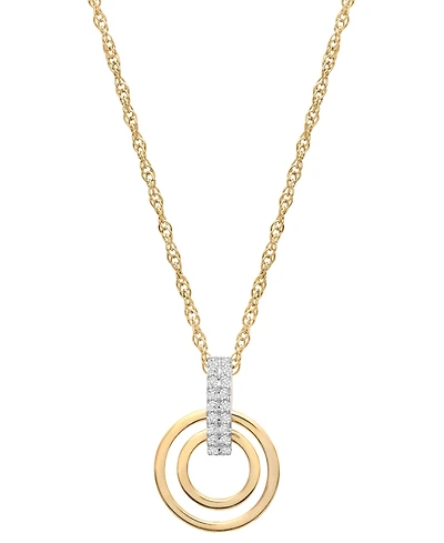 Macy's Diamond Circle Pendant Necklace (1/10 ct. t.w.) in 10k Yellow Gold