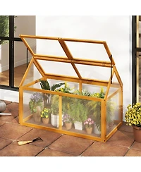 Gouun 40 x 21 x 28 inch Fir Wood Cold Frame with Adjustable Roof