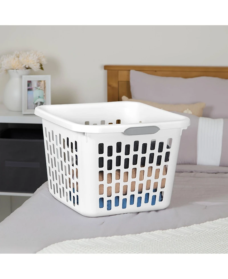 Sterilite Laundry Basket, 1.5 Bushel Plastic Hamper with Handles, 6 Pack