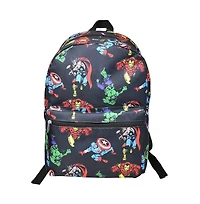 Marvel Avengers All Over Print Black 16" Nylon School Backpack for Boys, with a front Pocket