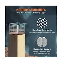 Sugift 12 x 12 inches Stainless Steel Chimney Cap 304 Fireplace Cover Mesh Screen