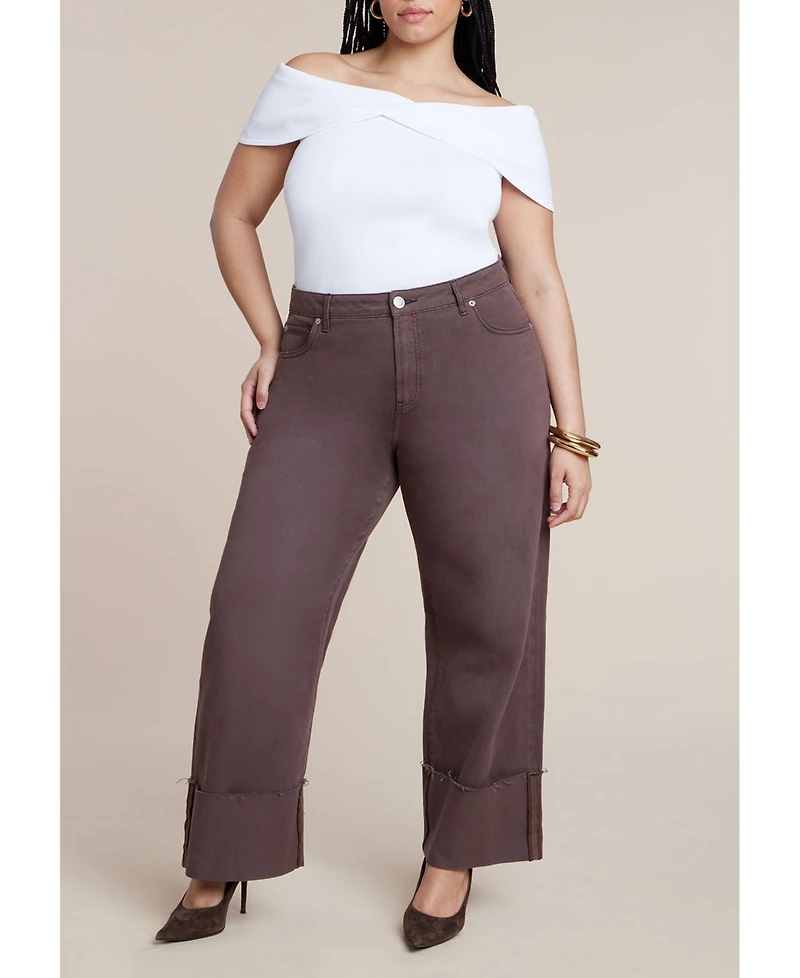 Eloquii Women's Twisted Off The Shoulder Sweater