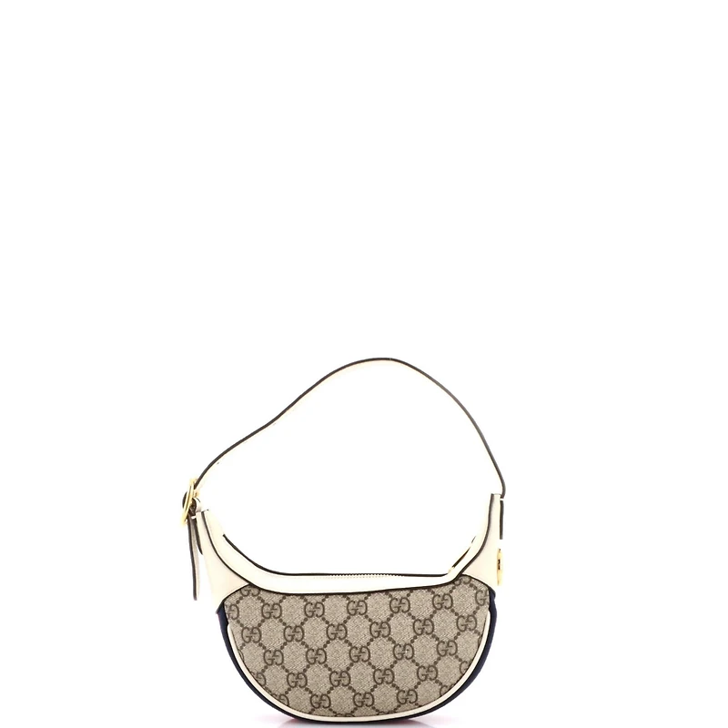 Pre-Owned Gucci Mini Ophidia Half Moon Bag Gg Coated Canvas