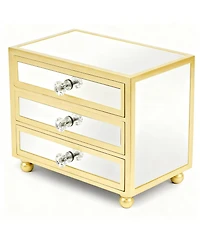 Yigii 3 Layer Large Capacity Jewelry Storage Box with Crystal Handle