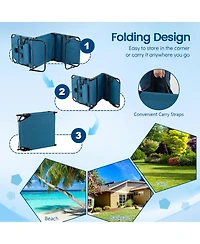 Gymax 2PCS Folding Beach Sun Lounger w/Face Hole Removable Pillows 4-Position Backrest