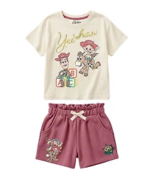 Disney Baby Girls' Toy Story Short-Sleeve T-Shirt and Shorts, 2-Piece Set