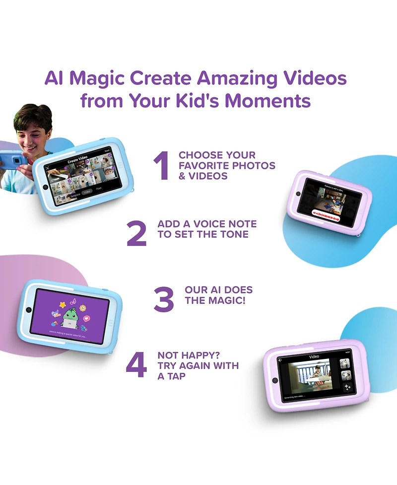 myFirst Camera 50 (Purple) New Ai Editor for Kids, 20MP Photos 1080P Video, Front & Selfie Lens, Birthday Gifts Boys Girls Ages 4-15 Port