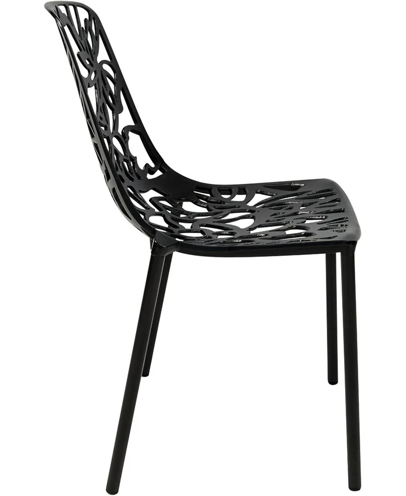 LeisureMod Devon Patio Dining Chair, Aluminum Stackable Design Side Weather Resistant Metal No Assembly, Uv Protected
