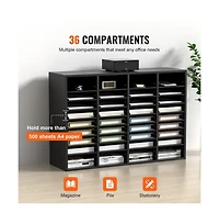 Sugift Compartment Wood Literature Organizer File Sorter with Shelves