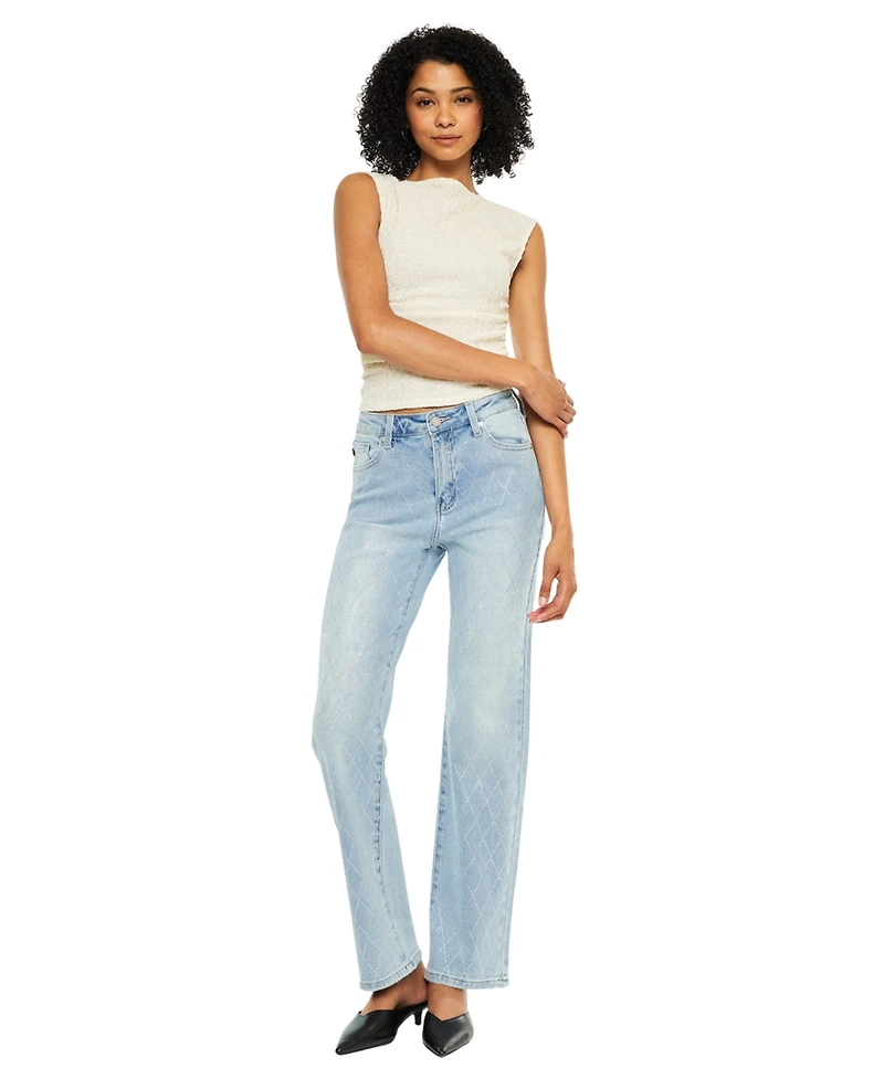 KanCan Women's Cheriese High Rise Straight-Leg Jeans