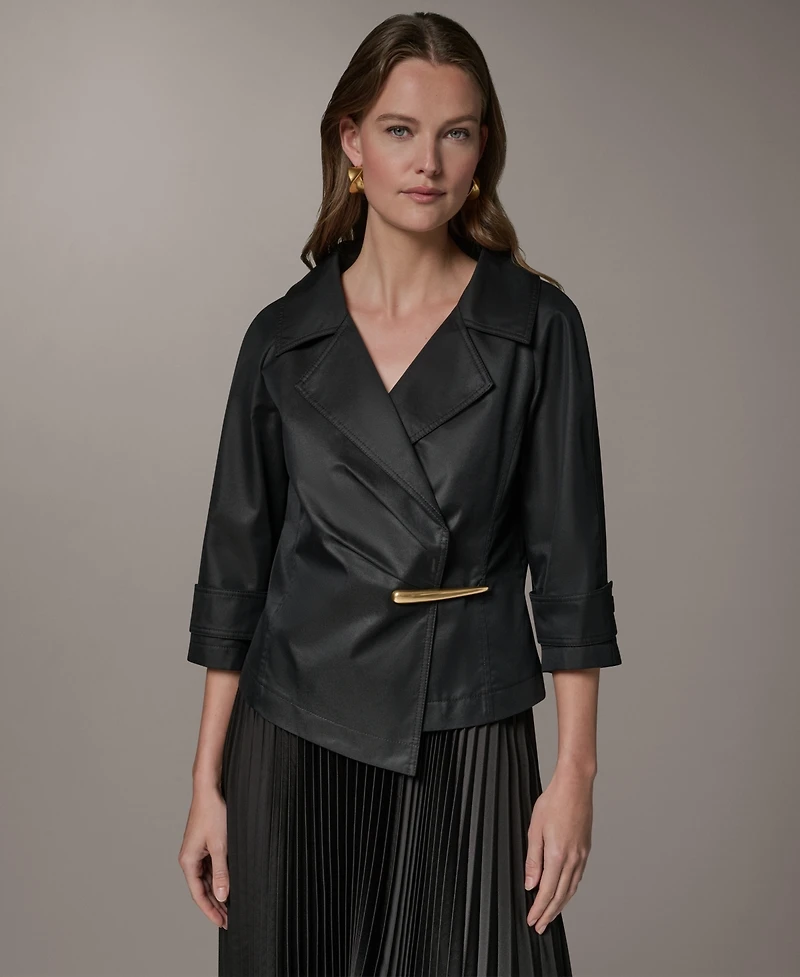 Donna Karan New York Women's Notch Lapel Bar Hardware Jacket