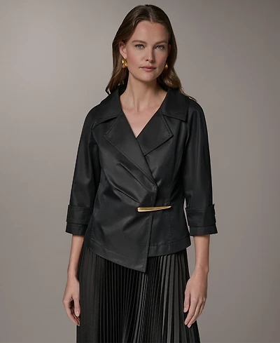 Donna Karan New York Women's Notch Lapel Bar Hardware Jacket