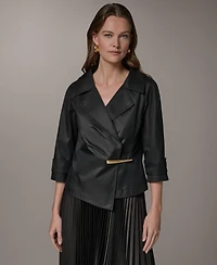 Donna Karan New York Women's Notch Lapel Bar Hardware Jacket