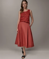Donna Karan New York Women's Back Zipper Pleated Midi Skirt