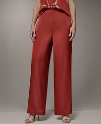Donna Karan New York Women's Wide-Leg Mid-Rise Full Pants