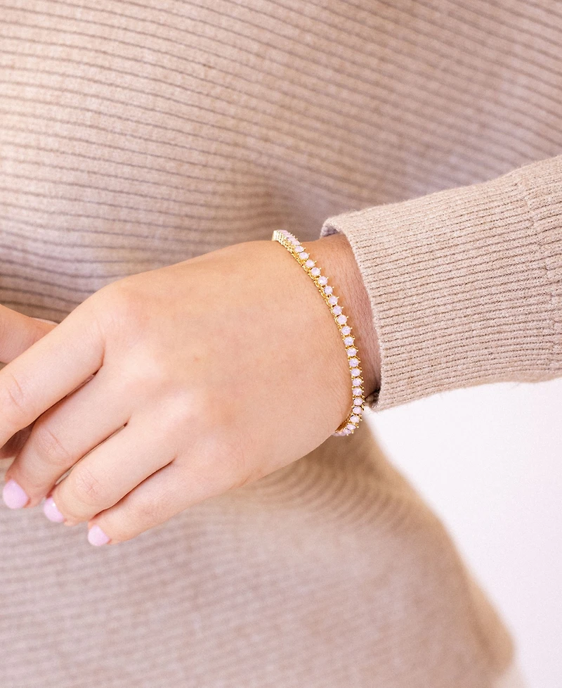 brook & york Gold-Tone Plated Isabella Opal Blush Tennis Bracelet