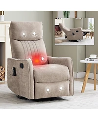 Boyel Living Heat Massage Manual Recliner Chair with Rocker Swivel in Fabric for Living Room
