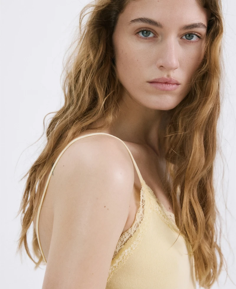 Mango Women's Lace Detail Top