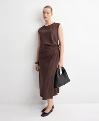 Mango Women's Knot Detail Wrap Midi-Dress