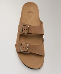 Mango Women's Double-Buckle Leather Sandals
