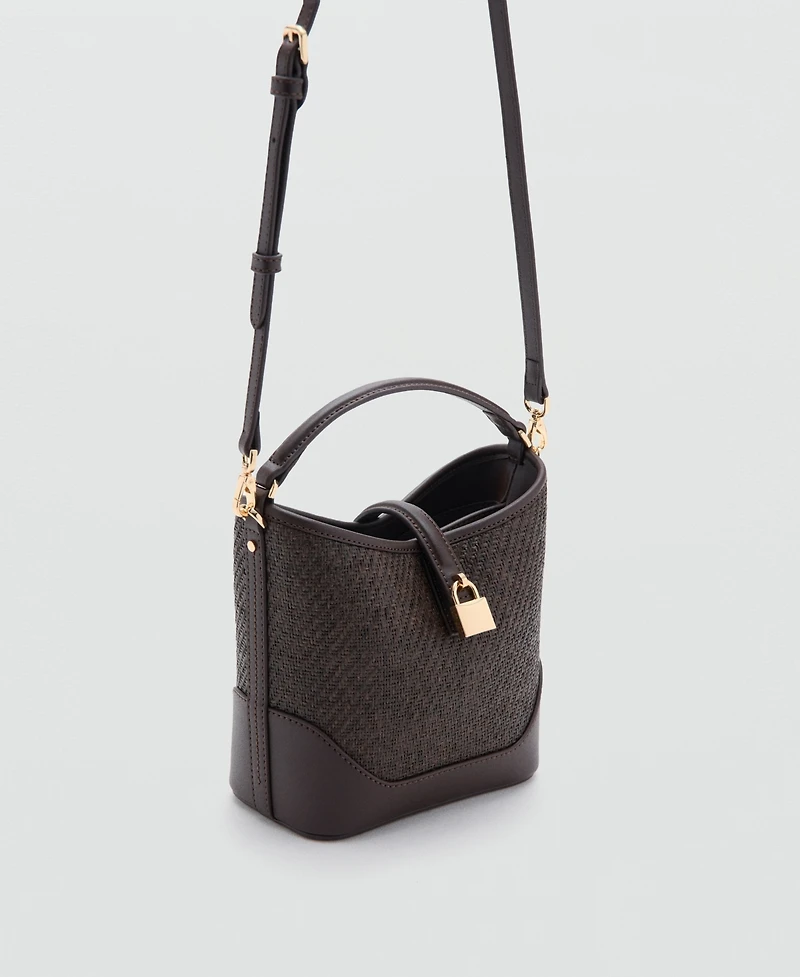 Mango Women's Small Raffia Bucket Bag