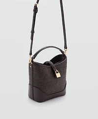 Mango Women's Small Raffia Bucket Bag