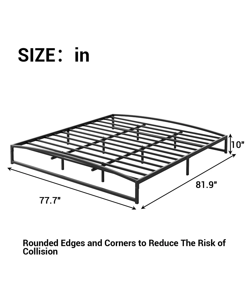 homfan 10-Inch Platform Bed Frame with Arched Design, Low Profile, Noise-Reducing Frame, No Box Spring Needed