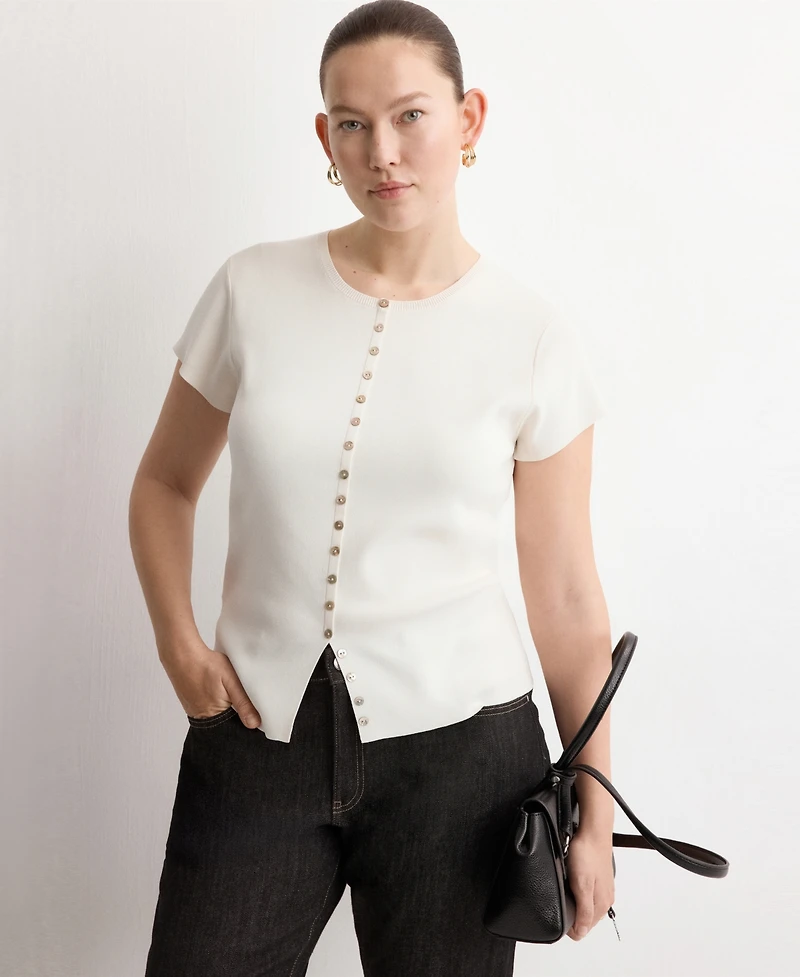 Mango Women's Buttons Detail Knit Sweater