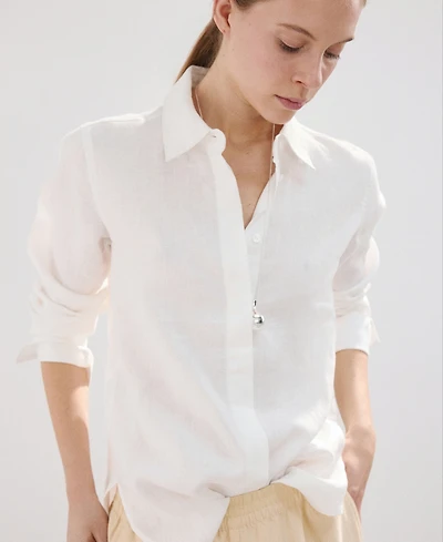 Mango Women's Straight Linen Shirt