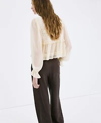 Mango Women's Lace Contrast Blouse