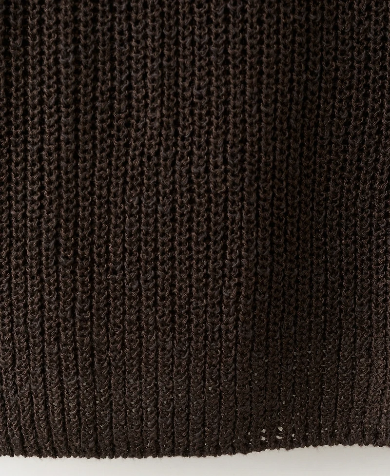 Mango Women's V-Neck Lace Pattern Knitted Sweater