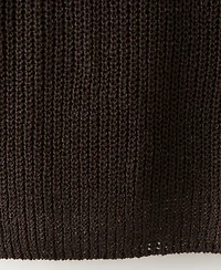 Mango Women's V-Neck Lace Pattern Knitted Sweater