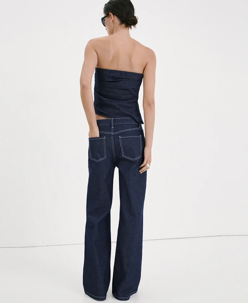 Mango Women's Straight Striped Jeans