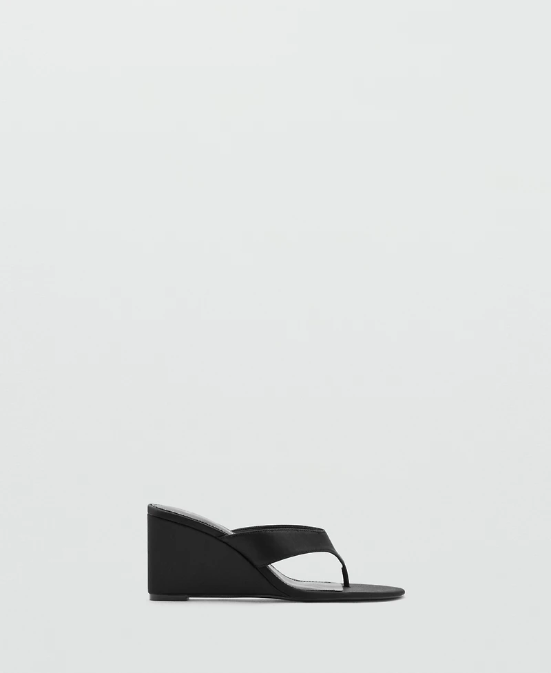 Mango Women's Satin Straps Wedge Sandals