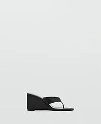 Mango Women's Satin Straps Wedge Sandals