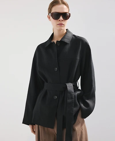 Mango Women's Belted Linen Jacket
