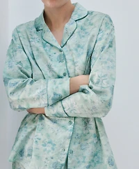 Mango Women's Piping Detail Printed Pajama Shirt