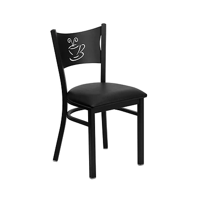 Emma+Oliver Coffee Back Metal Restaurant Dining Chair