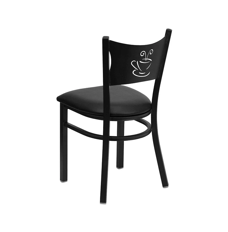 Emma+Oliver Coffee Back Metal Restaurant Dining Chair