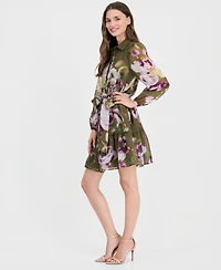 Anne Klein Women's Tiered Chiffon Tie-Waist Shirtdress