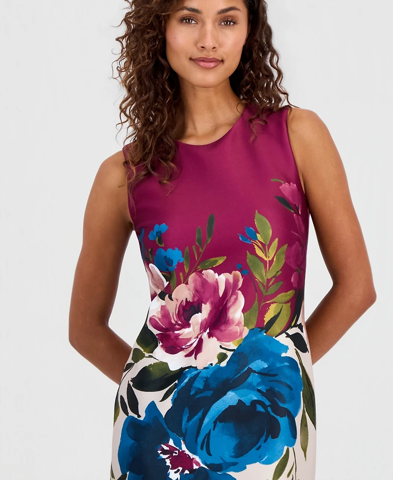 Anne Klein Petite Sleeveless Printed Scuba Sheath Dress