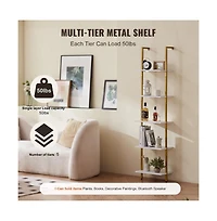 Sugift 5 Tier Industrial Ladder Shelf in Open Wall Mount