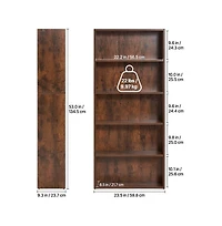 Sugift 5 Tier Narrow Bookshelf 53 in Wooden Open with Adjustable Shelves