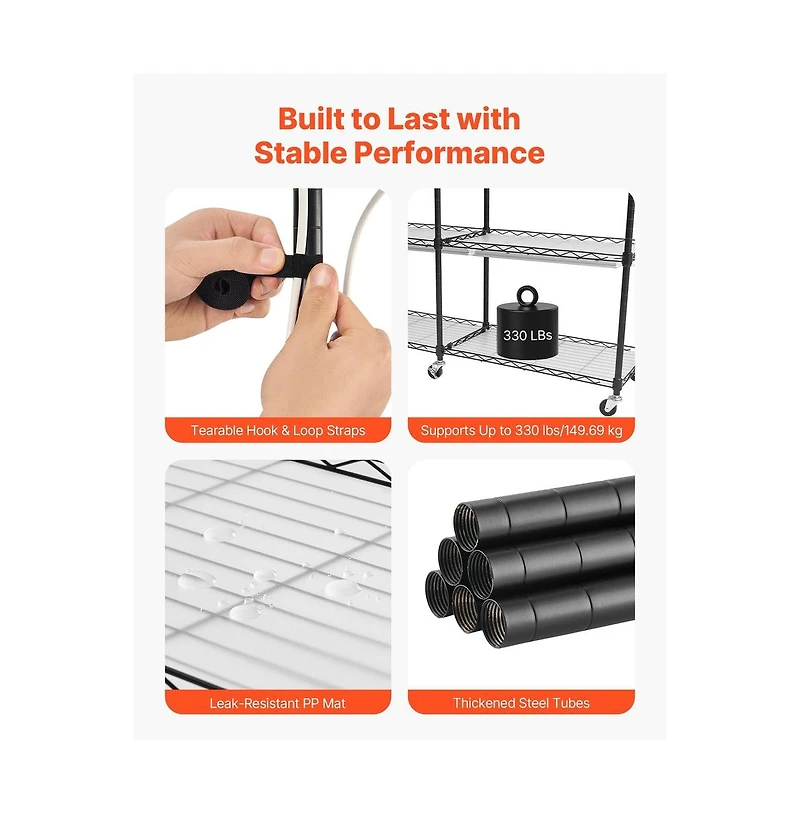 Sugift 6 Tier Double Row Plant Shelf with Grow Light Tall Indoor