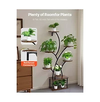 Sugift 8 Tier Lighted Plant Stand Indoor Metal Shelf with Grow Lights