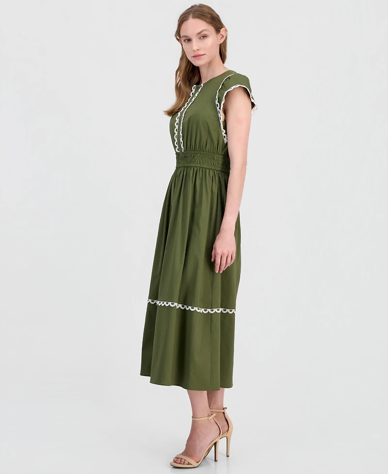 Anne Klein Women's Cotton-Blend Poplin Midi Dress