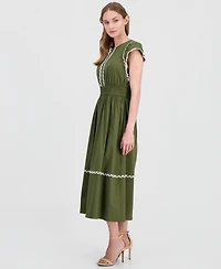 Anne Klein Women's Cotton-Blend Poplin Midi Dress